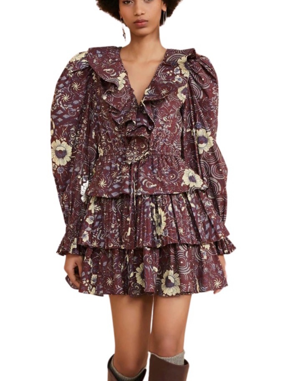 Ulla Johnson Lola Floral Ruffle Tiered Mini Dress